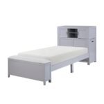 B2024GYBC-1* Twin Bookcase Platform Bed with Hidden Desk, Stool and Storage Bench - Image 2
