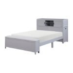 B2024GYBCF-1* Full Bookcase Platform Bed with Hidden Desk, Stool and Storage Bench - Image 2