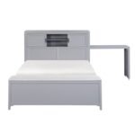 B2024GYBCF-1* Full Bookcase Platform Bed with Hidden Desk, Stool and Storage Bench - Image 4