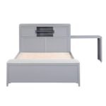 B2024GYBCF-1* Full Bookcase Platform Bed with Hidden Desk, Stool and Storage Bench - Image 5
