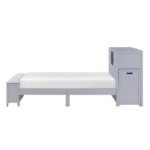 B2024GYBC-1* Twin Bookcase Platform Bed with Hidden Desk, Stool and Storage Bench - Image 4