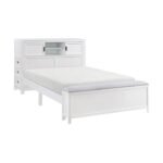 B2024WHBCF-1* Full Bookcase Platform Bed with Hidden Desk, Stool and Storage Bench