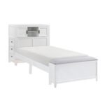 B2024WHBC-1* Twin Bookcase Platform Bed with Hidden Desk, Stool and Storage Bench