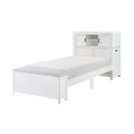 B2024WHBC-1* Twin Bookcase Platform Bed with Hidden Desk, Stool and Storage Bench - Image 2