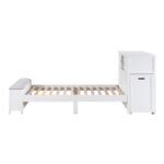 B2024WHBC-1* Twin Bookcase Platform Bed with Hidden Desk, Stool and Storage Bench - Image 4