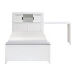 B2024WHBC-1* Twin Bookcase Platform Bed with Hidden Desk, Stool and Storage Bench - Image 5