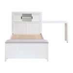 B2024WHBC-1* Twin Bookcase Platform Bed with Hidden Desk, Stool and Storage Bench - Image 6