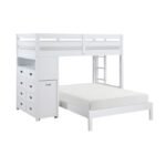 B2024WHLTF-1* Twin/Full Loft Bunk Bed with Chest and Hidden Desk