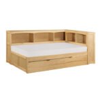 B2043BC-1BCR* Twin Bookcase Corner Platform Bed with Twin Trundle