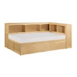 B2043BC-1BCT* Twin Bookcase Corner Platform Bed with Storage Boxes