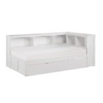 B2053BCW-1BCR* Twin Bookcase Corner Platform Bed with Twin Trundle