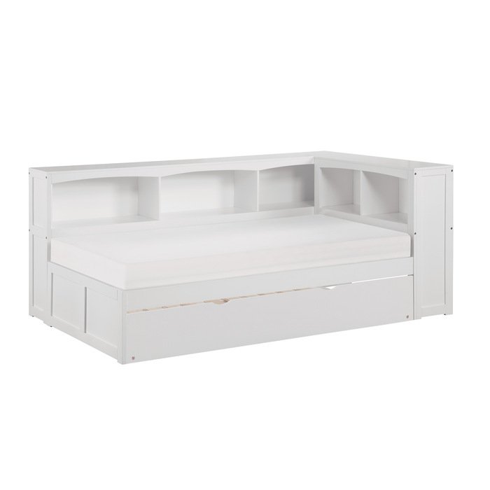 B2053BCW1R_noBG_side__l.jpg B2053BCW-1BCR* Twin Bookcase Corner Platform Bed with Twin Trundle - Image 1