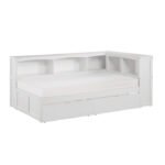 B2053BCW-1BCT* Twin Bookcase Corner Platform Bed with Storage Boxes