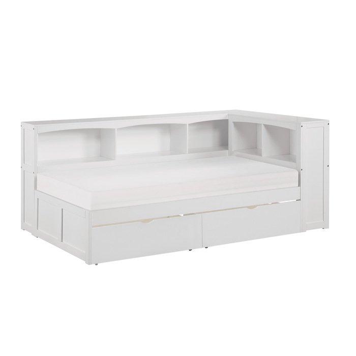 B2053BCW1T_noBG_side__l.jpg B2053BCW-1BCT* Twin Bookcase Corner Platform Bed with Storage Boxes - Image 1