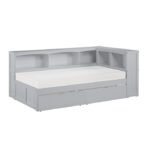 B2063BC-1BCT* Twin Bookcase Corner Platform Bed with Storage Boxes