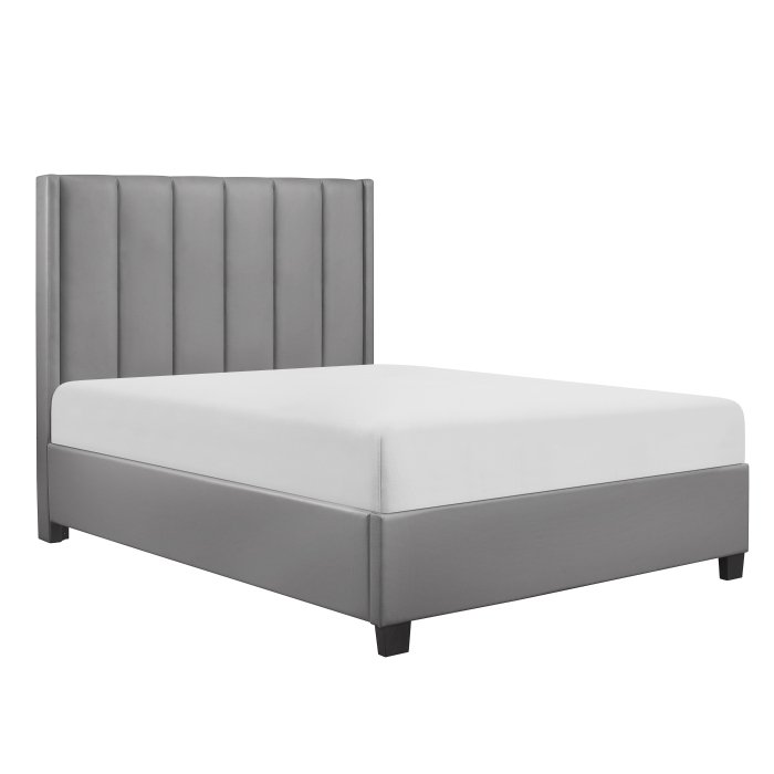 BHE5876GY-54_side__l.jpg BHE5876FGY-54* 54" Full Size Gray Vinyl Platform Bed (Regular Full Size Platform Bed with Mattress inside Rails and Footboard) - Image 1