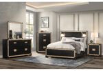 BLAKE BLACK/GOLD FULL BED GROUP WITH LAMPS