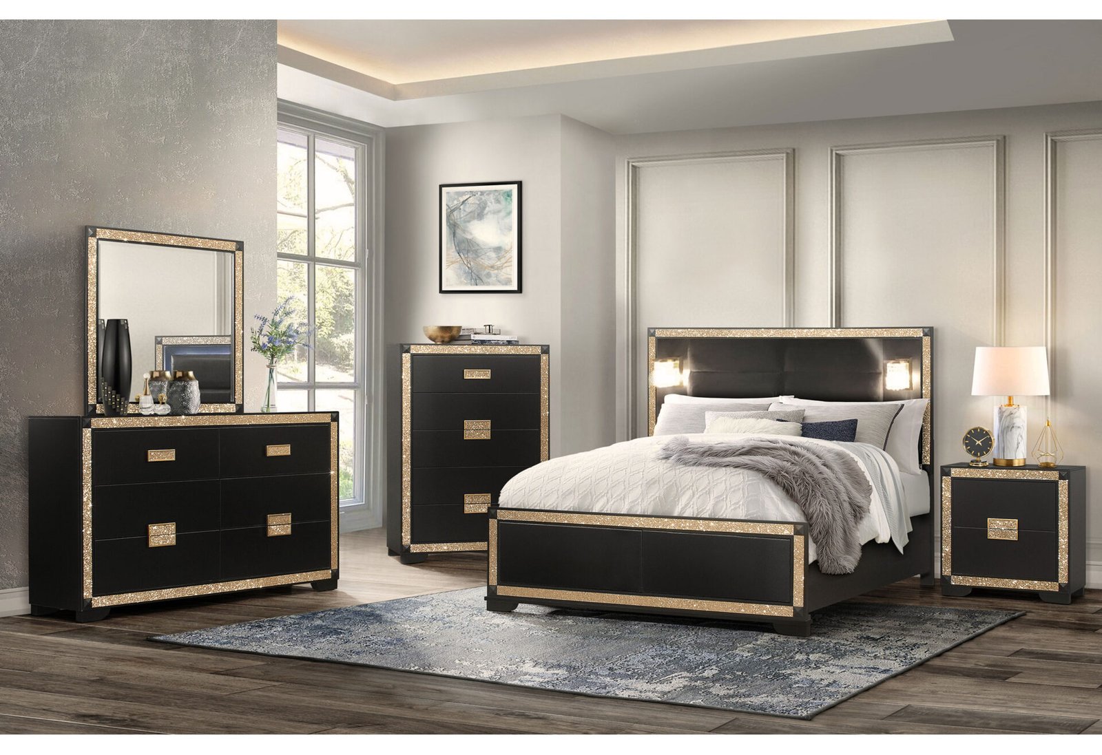 Blake-Bedroom-6.5x10-Catalog-Edit-2.jpg BLAKE BLACK/GOLD FULL BED GROUP WITH LAMPS - Image 1