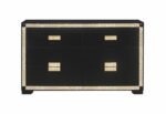 BLAKE BLACK/GOLD KING BED WITH LAMPS, DRESSER, MIRROR, NIGHTSTAND - Image 3
