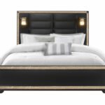 BLAKE BLACK KING BED WITH LAMPS