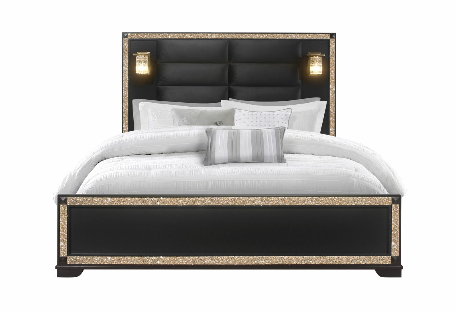 Blake-King-Bed-1-1.jpg BLAKE BLACK KING BED WITH LAMPS - Image 1