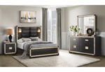 BLAKE BLACK/GOLD KING BED WITH LAMPS, DRESSER, MIRROR, NIGHTSTAND - Image 2