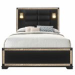 BLAKE BLACK QUEEN BED WITH LAMPS