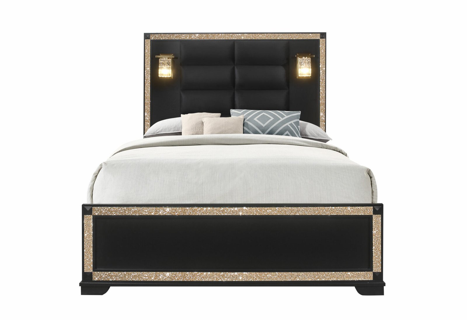 Blake-Queen-Bed-1-1.jpg BLAKE BLACK QUEEN BED WITH LAMPS - Image 1