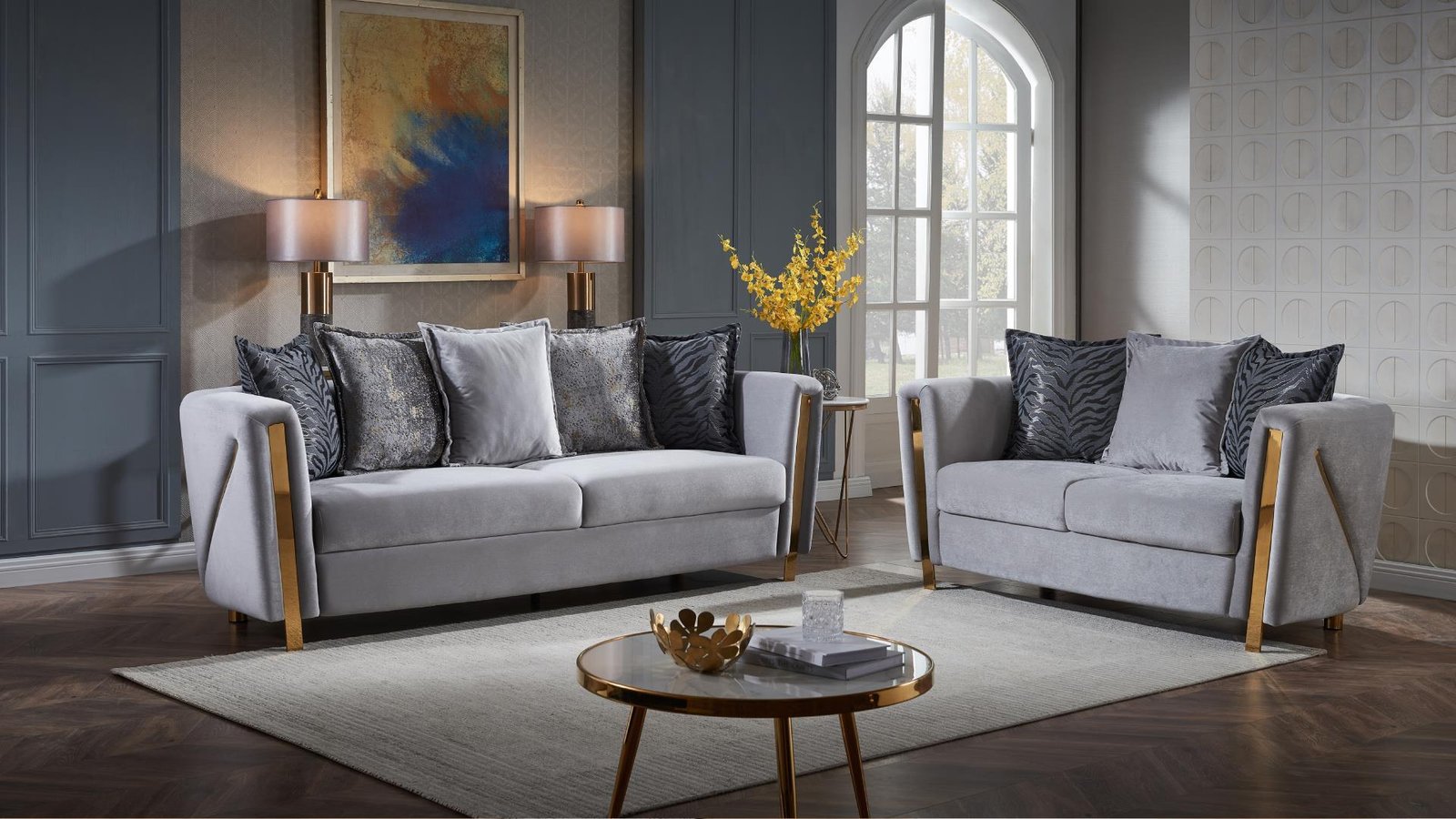 CHANELLE_GRAY_2PC_1500_975.jpg CHANELLE 2 PC Living Room Sets IN GRAY - Image 1