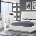 COCO QUEEN 5 PC VANITY BEDROOM SET IN MILKY WHITE