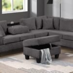 COZY SECTIONAL SOFA WITH OTTOMAN GRAY
