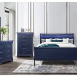 CHARLIE BLUE TWIN BED, DRESSER, MIRROR, & NIGHTSTAND
