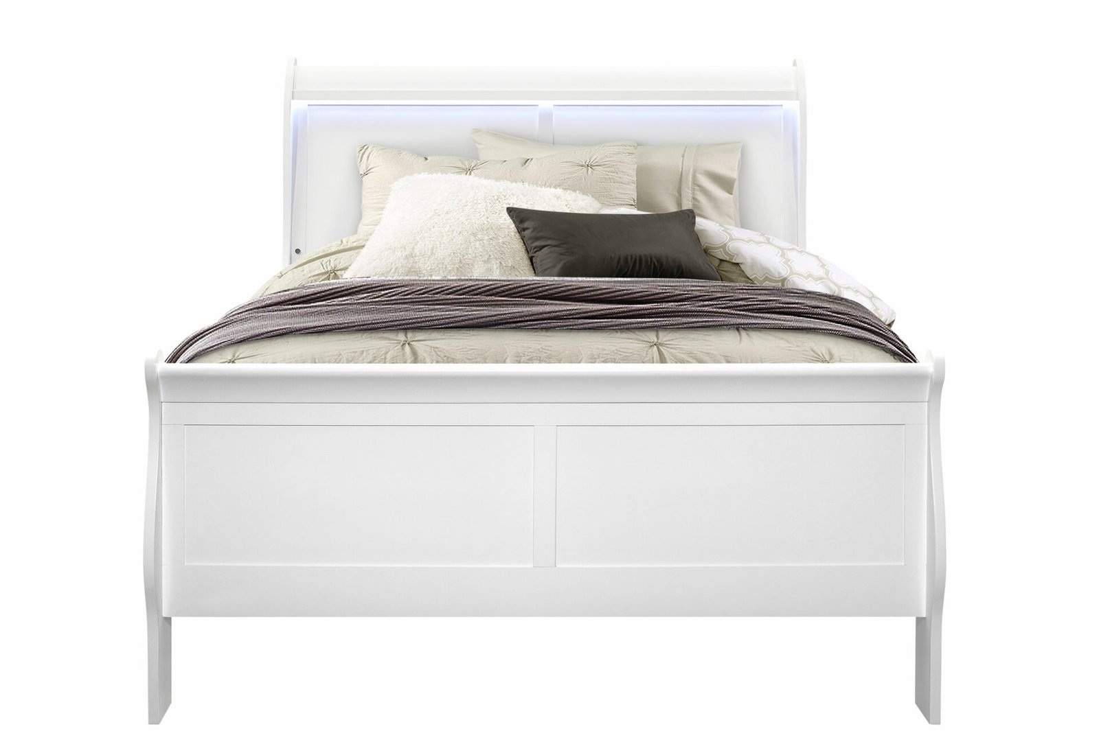 Charlie-White-Full-1-2.jpg CHARLIE WHITE FULL BED WITH LED - Image 1