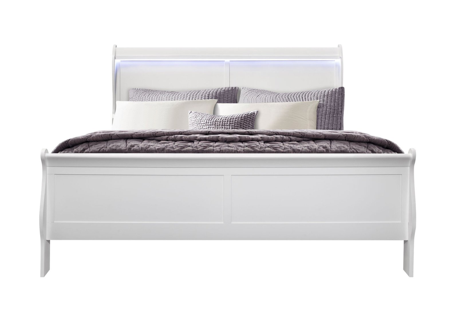 Charlie-White-King-1.jpg CHARLIE WHITE KING BED WITH LED - Image 1