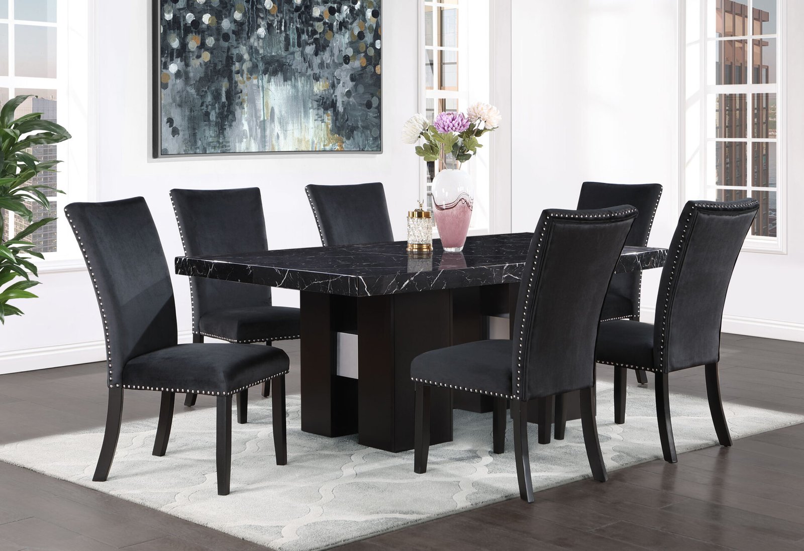 D03DT-D03DC-RSC.jpg D03 DINING TABLE +8 D03 DINING CHAIRS BLACK - Image 1