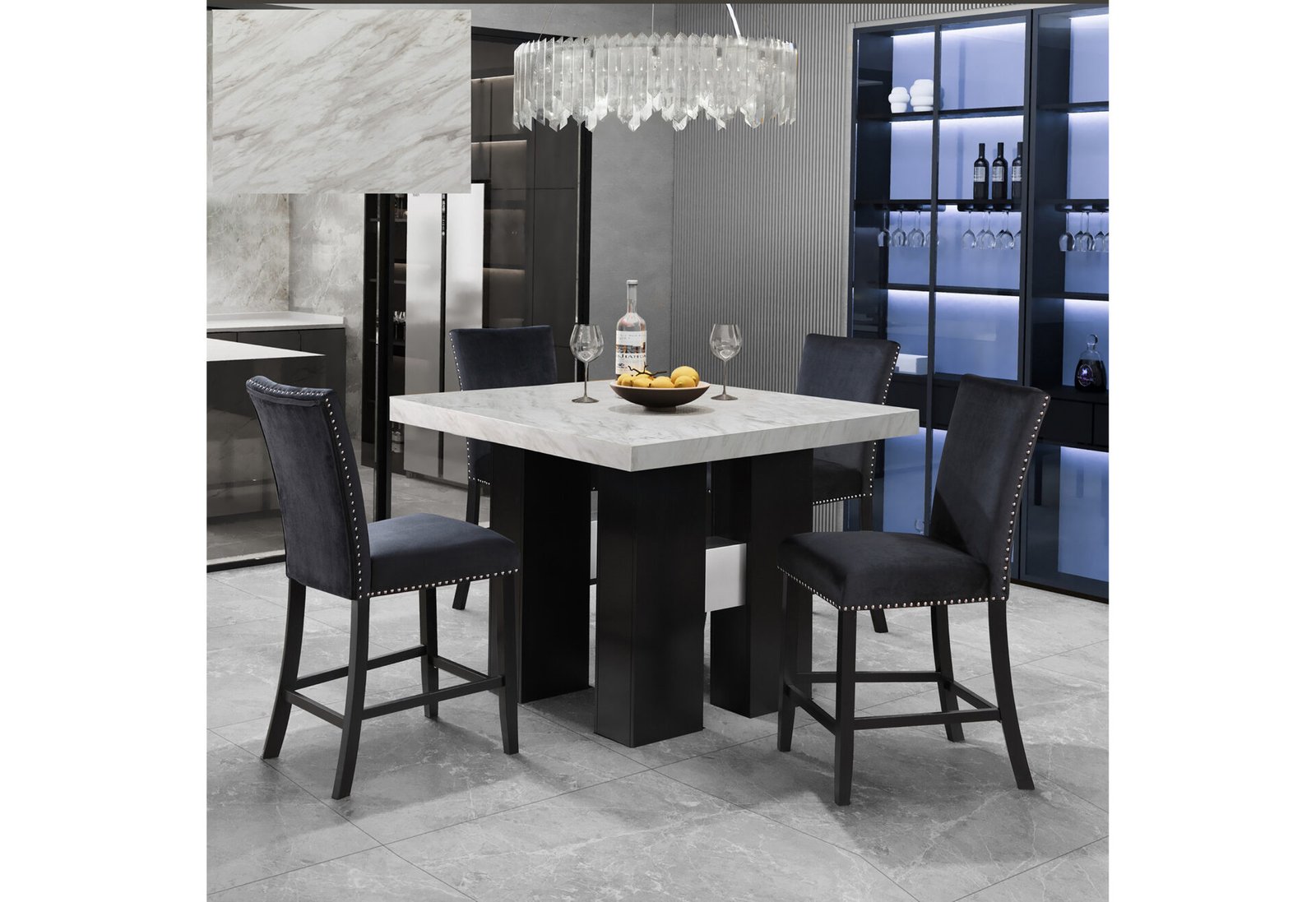 D04BT-WHT-D04BS-BLK-NEW-RSC_-1.jpg D04 WHITE BAR TABLE AND D04 BLACK BAR STOOL - Image 1