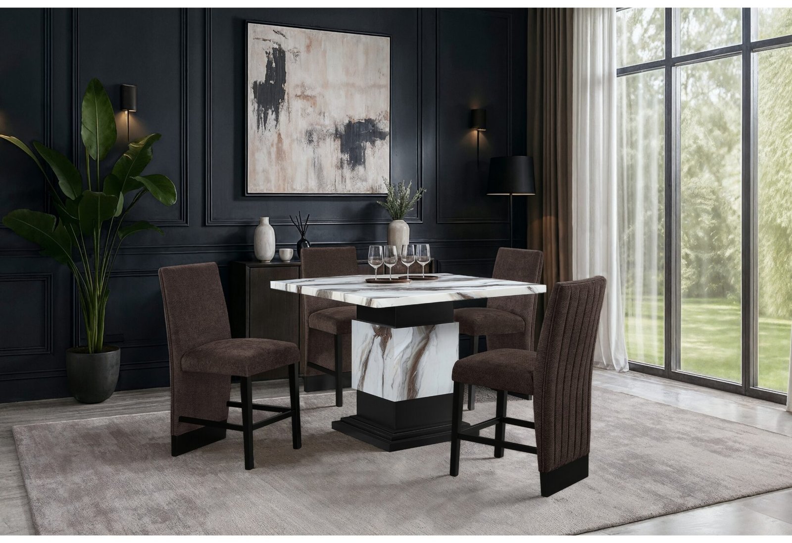 D12BT-D12BS-BRWN-RSC-1.jpg D12 BAR TABLE AND 6 D12 BROWN BAR STOOLS - Image 1