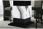 D12 BAR TABLE AND 4 D12 BROWN BAR STOOLS - Image 2