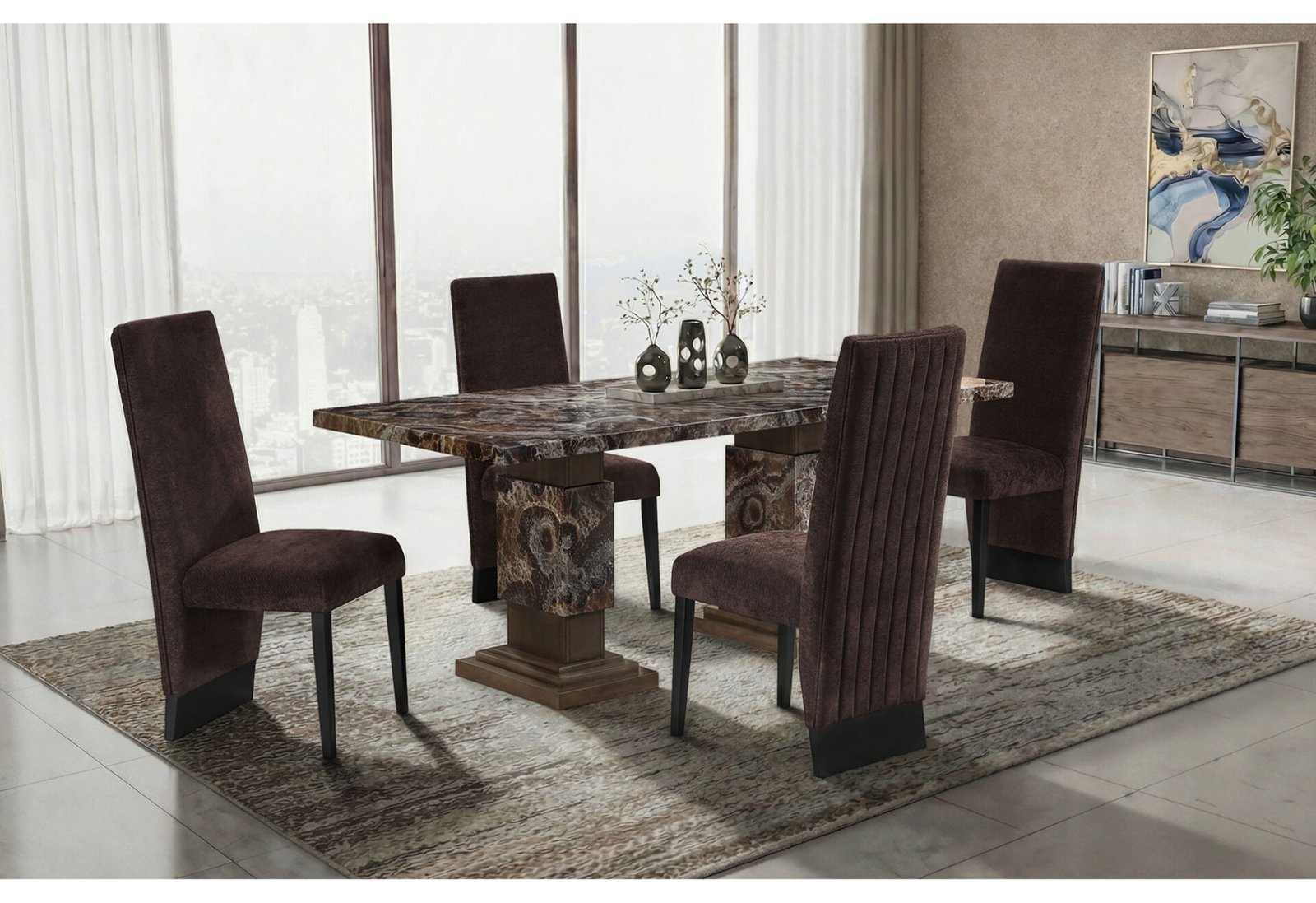 D12DT-Brown-D12DC-Brown-Catalog-Final-3.jpg D12 BROWN DINING TABLE WITH 6 D12 BROWN DINING CHAIRS - Image 1
