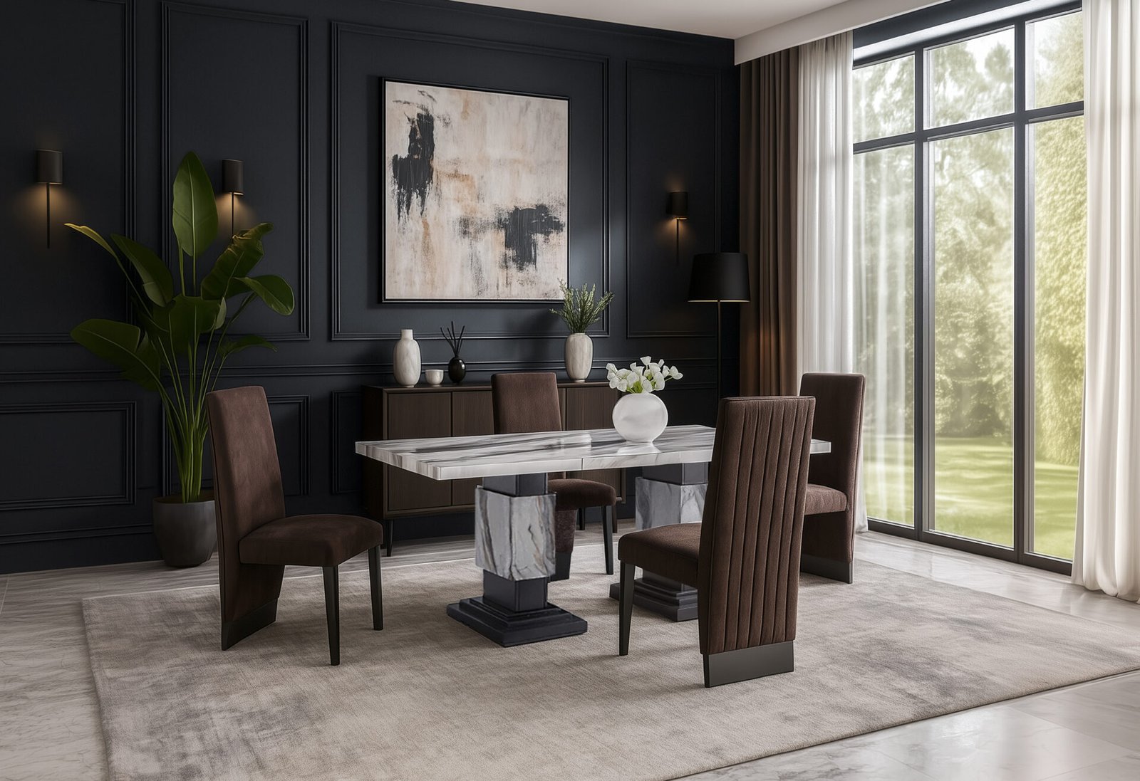 D12DT-D12DC-BRN-NEW-RSC-1.jpg D12 DINING TABLE AND 4 D12 BROWN DINING CHAIRS - Image 1