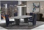 D2502 DINING TABLE AND 6 D12 BLACK DINING CHAIR