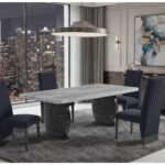D2502 DINING TABLE AND 8 D12 BLACK DINING CHAIR