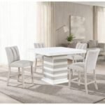 D2507 BAR TABLE WITH 4 D06 BAR STOOLS BEIGE
