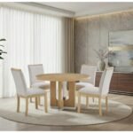 D3124 NATURAL DINING TABLE 48″ AND 4 D1248 DINING CHAIR