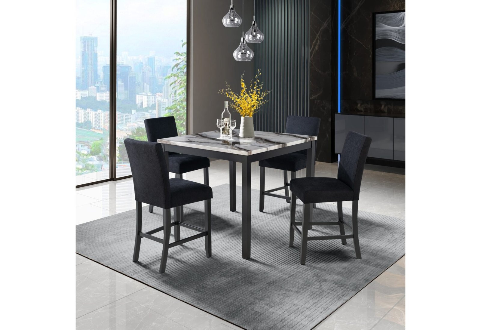 D4054BT-4-BS-RSC.jpg D4054 BAR TABLE WITH 4 BAR STOOLS - Image 1
