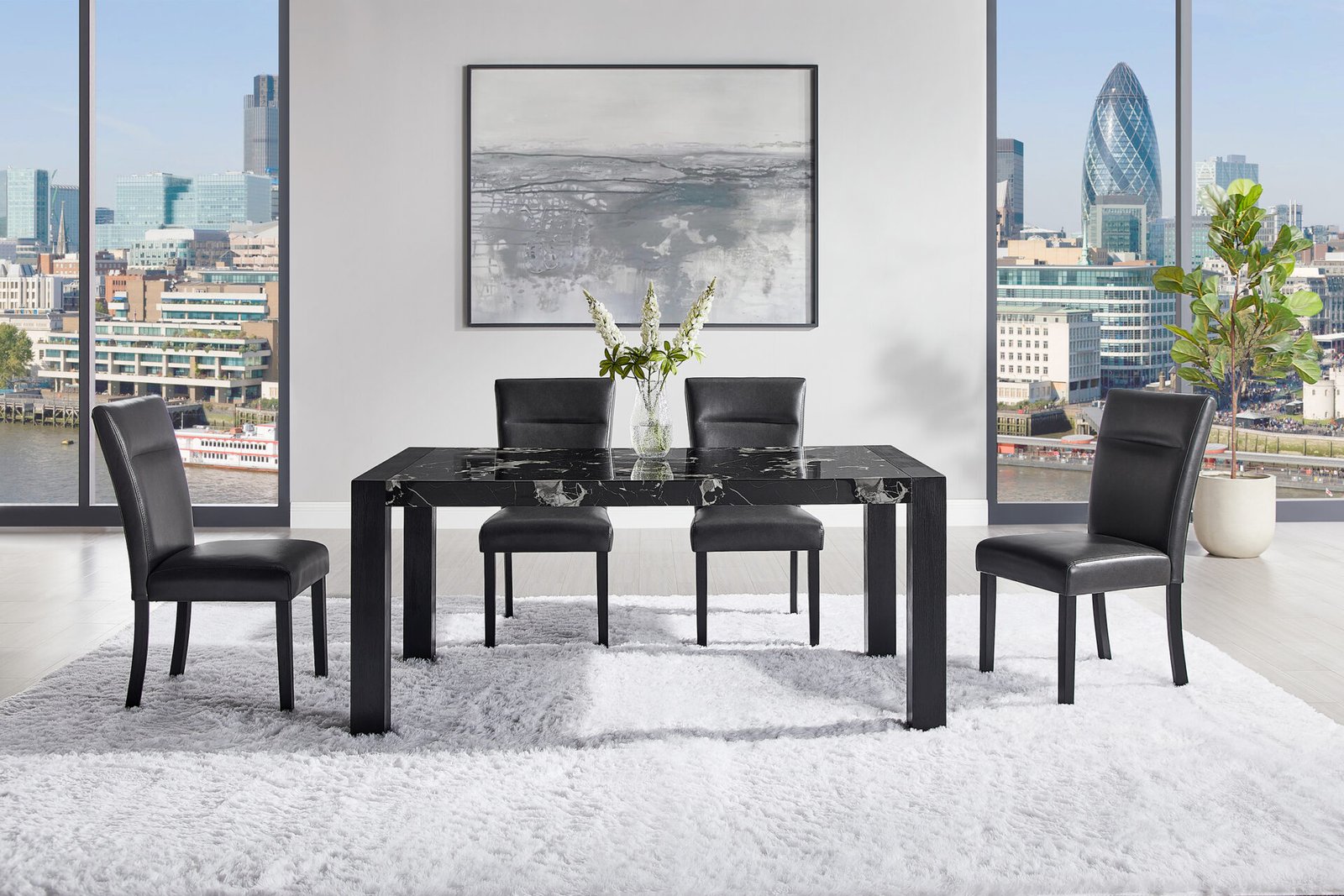 D4088DT-D87DC-BLANCHE-CHARCOAL-1.jpg D4088DT DINING TABLE + 8 D87DC DINING CHAIR - Image 1