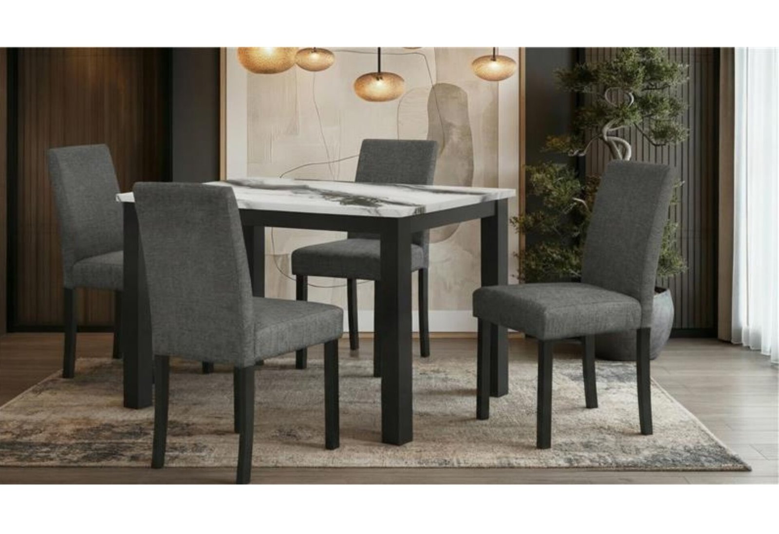 D8032DT-PANDA-D9026-BLK-TEMP-1.jpg D8032DT PANDA DINING TABLE & D9026DC BLK DINING CHAIR - Image 1