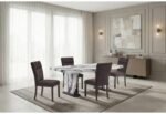 D8212 DINING TABLE WITH 8 D8212 DINING CHAIRS BROWN