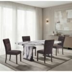 D8212 DINING TABLE WITH 8 D8212 DINING CHAIRS BROWN