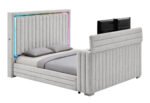 ELIAS GREY KING BED WITH IMMERSIVE SOUND SPEAKER, LED, TV LIFT & FP - Image 3